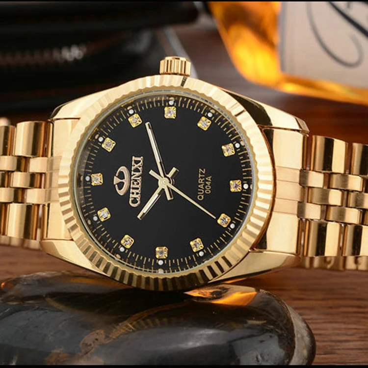 Chenxi 004a Cristal Diamante Oro Moda Pareja Relojes De Chenxi 004a Cristal Diamante Oro Moda Pareja Relojes De