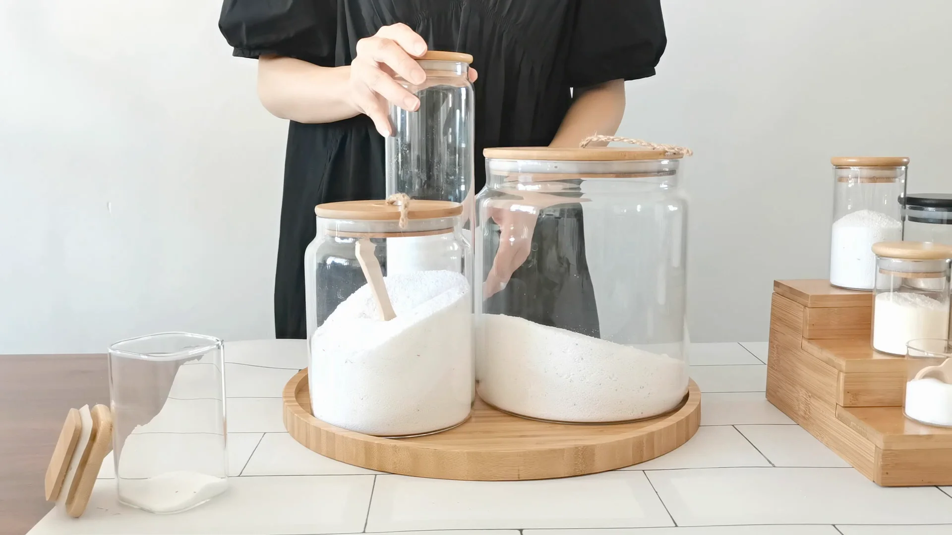 Large Size Borosilicate Glass Storage Jar Bathroom Laundry Glass Jar