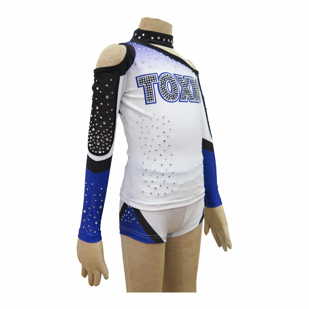 Kids Rhinestones Cheerleading Uniforms,Cheerleader Top And Short,Youth