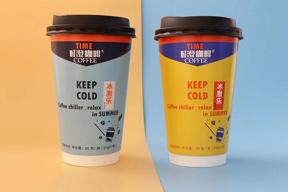 纸杯包装速溶水果味饮料冰咖啡