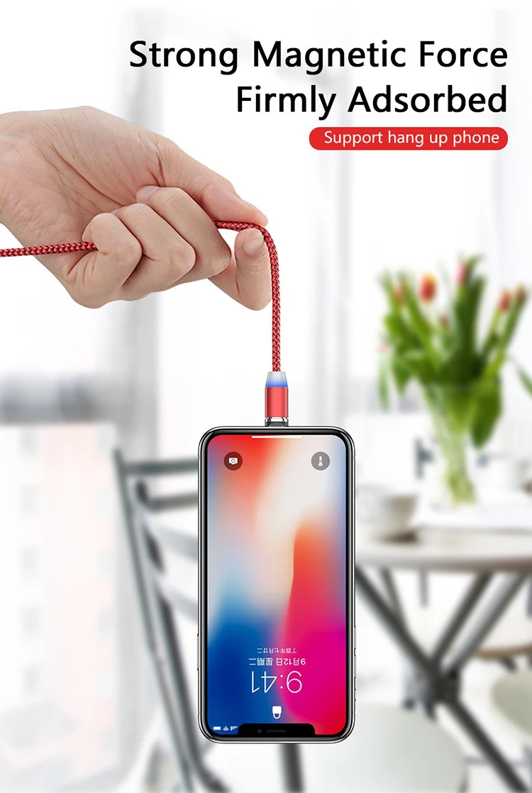 Pysoon Wholesale LED Nylon Braided Charging Cord 3 In 1 Usb Magnetic Cable Charger for iPhone 11,Type-C,Android - ANKUX.COM
