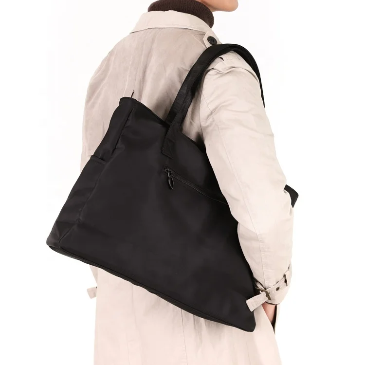 Custom Daily Nylon Travel Tote Bag Man Women Black Shoulder Gym Beach