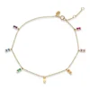 LOZRUNVE 925 Sterling Silver Chain CZ Baguette Rainbow Bracelet Anklet