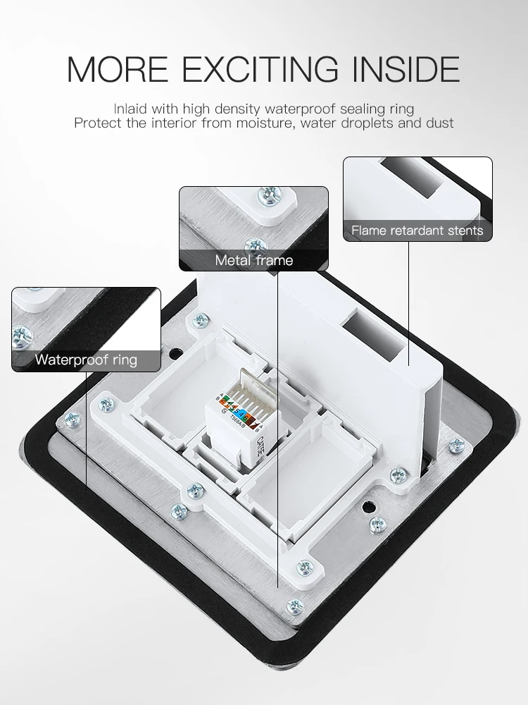 Wholesale standard stainless steel RJ45 network concealed floor socket box