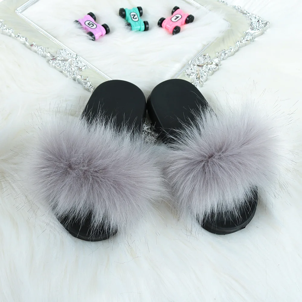 girls fur sandals
