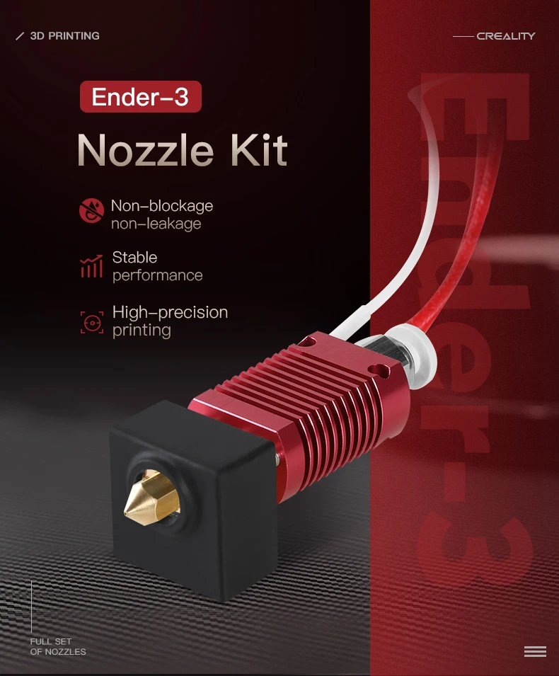 Creality Ender 3 Parts Nozzle 0.4mm 3d Printer Stable Performance Red