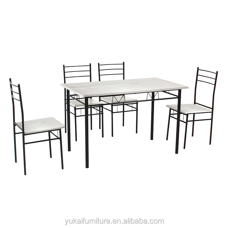 Simply Style Wooden Dining Table Set With 4 Dining Chair Set Metal Frame For Dining Roomkitchen