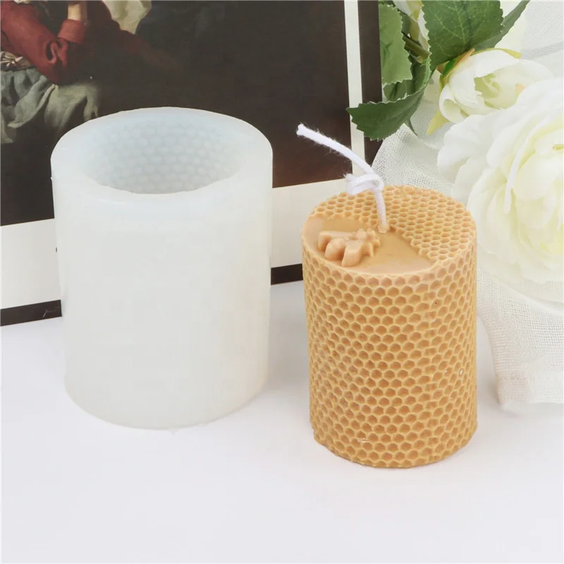 Dm680 3d Cylinder Candle Silicone Molds Casting Resin Beehive Moulds For Homemade