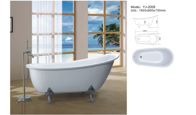 YJ2008 Low price oval  freestanding portable bathtub for adults