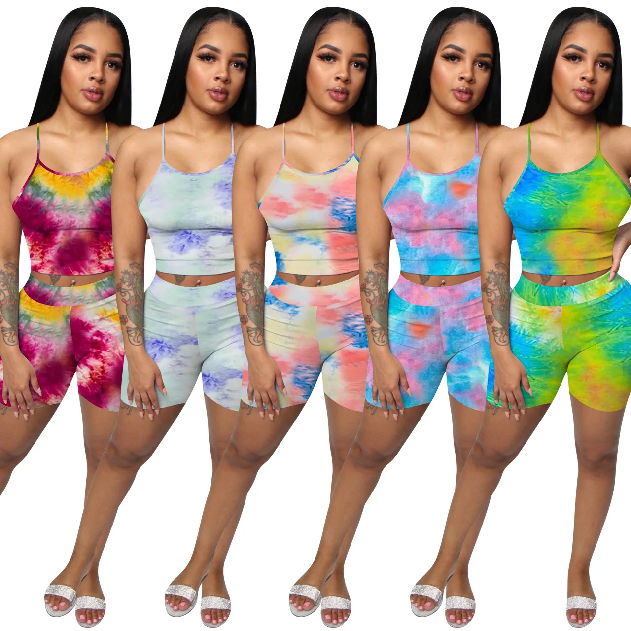 Cheap Prices Women 2 Piece Short Set Casual Tye Dye Tracksuit - Buy Tye ...