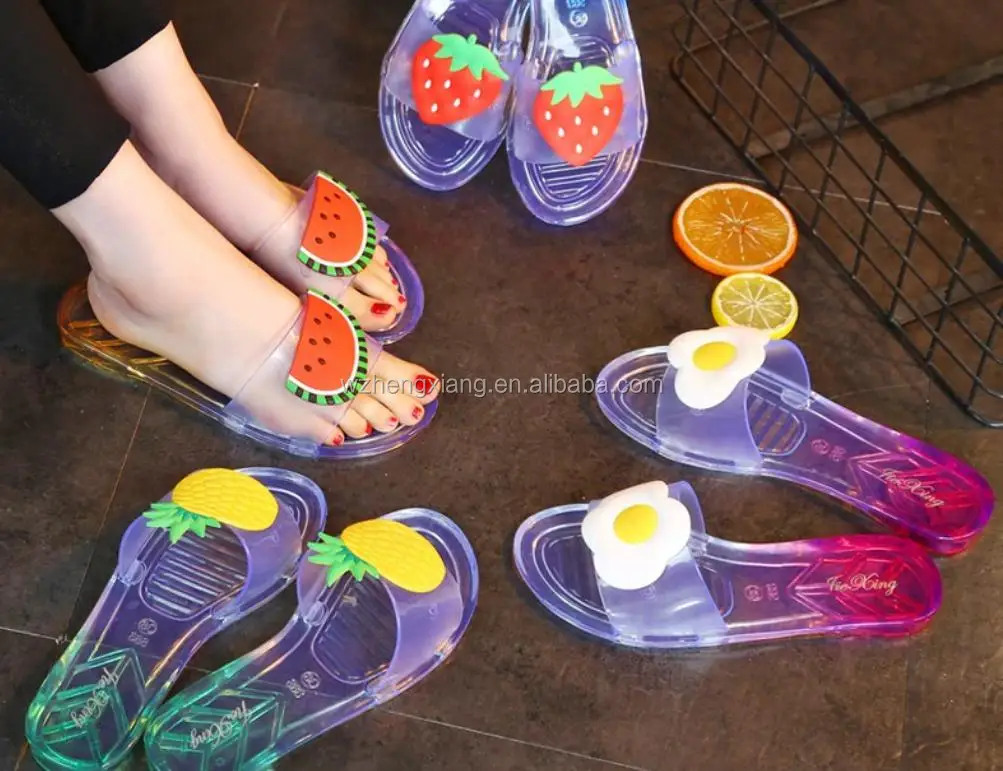 Designer red watermelon clear jelly sandals for ladies