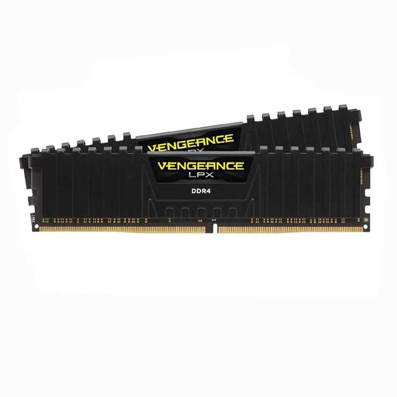 Stack of labeled DDR4 memory modules on anti-static mat, showing varied brands and speeds