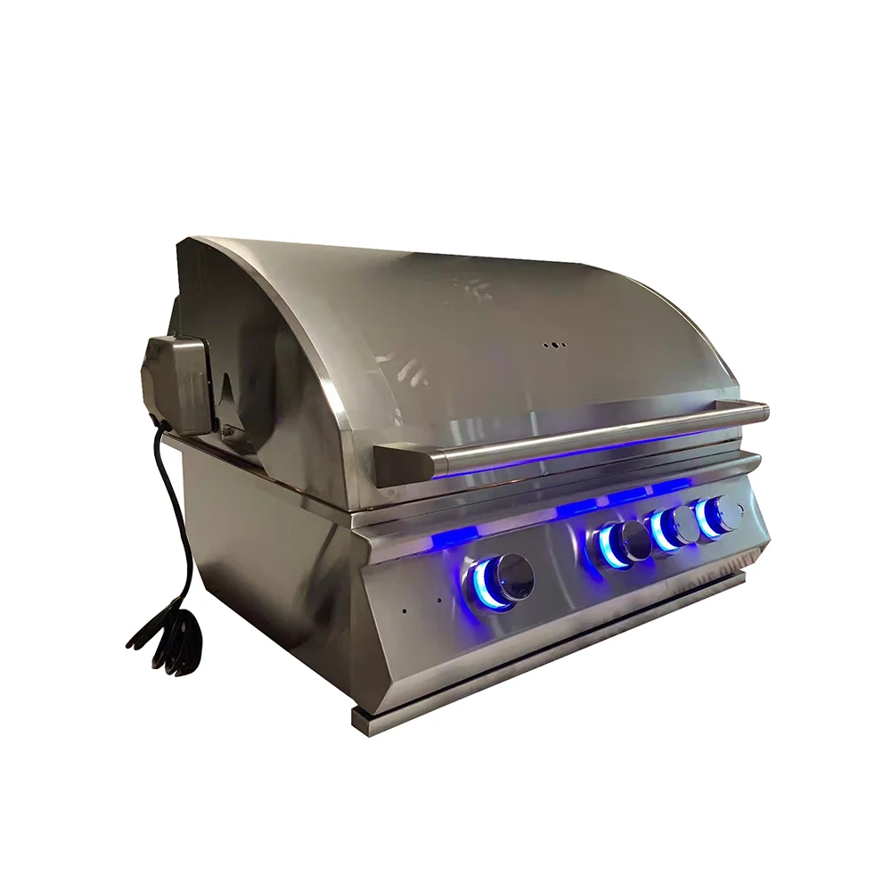 High Quality High Temperature 4 Burner Stainless Steel Gas Bbq Builtin