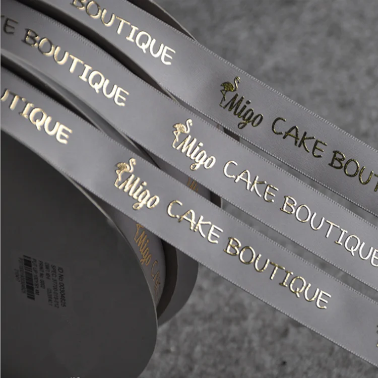 
Wholesale custom logo 3D gold foil printed ribbon 