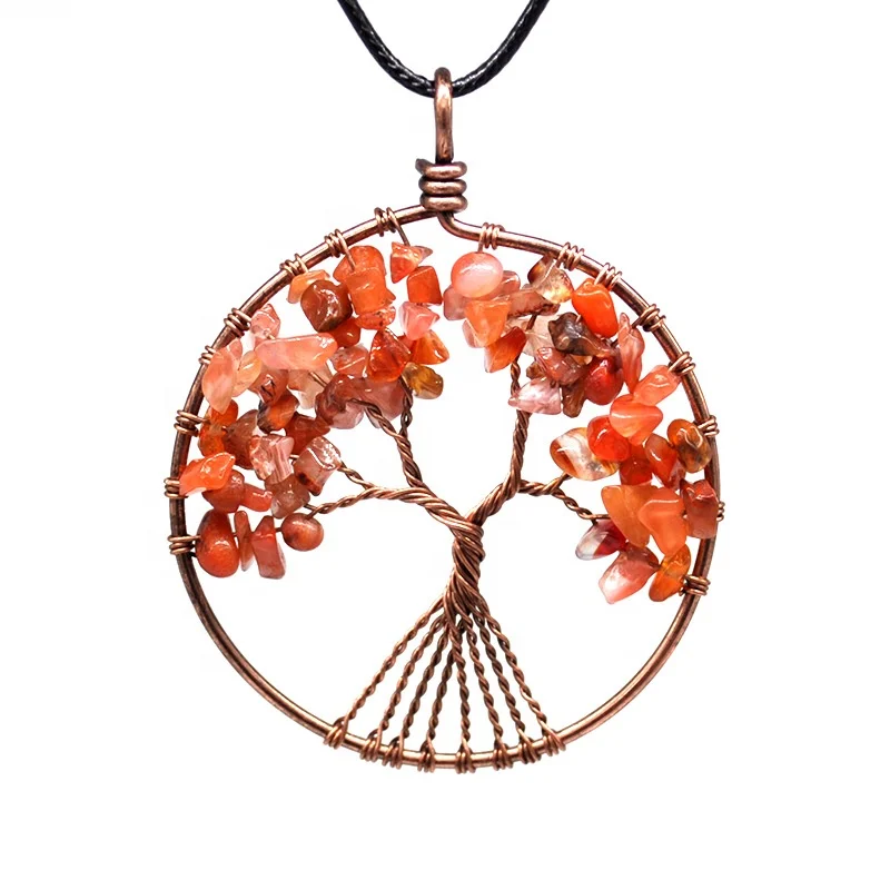 product-Blue-Vein Stone Necklace, Handmade Family Birthstone Tree Necklace-BEYALY-img-1