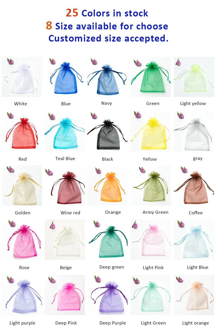 Wholesale Organza Bag Customized Promotional Small Drawstring Nylon Mesh Bag Package Bags 9 x 12 cm