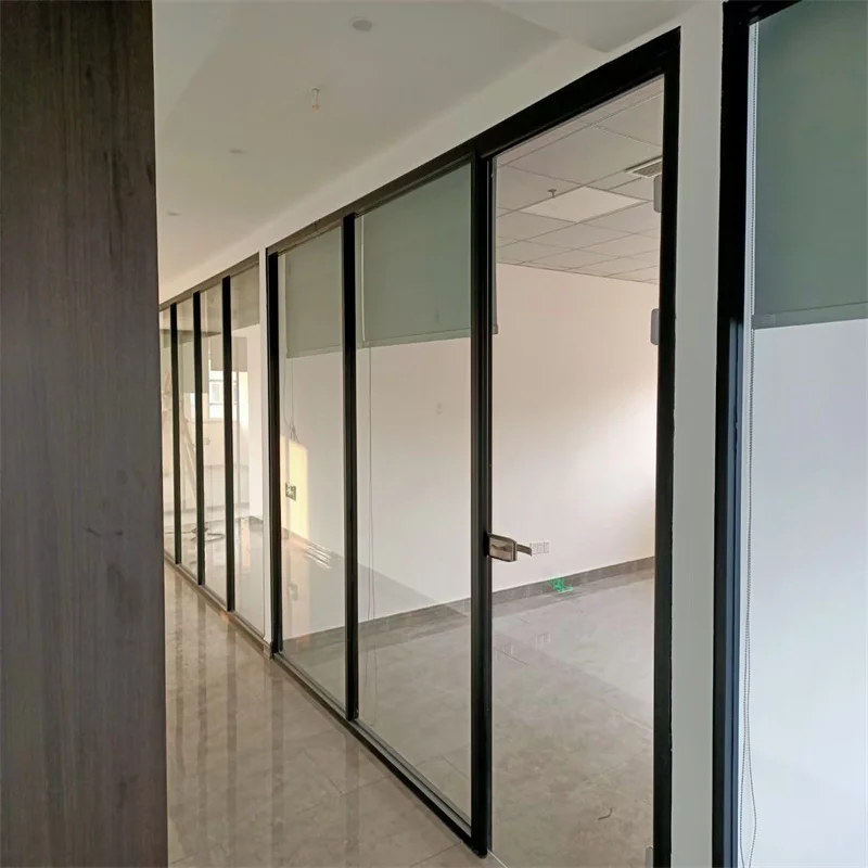 product integrated single glass partition with 80mm wall thickness  25mm slim aluminum frame   for offices schools hospitals-6