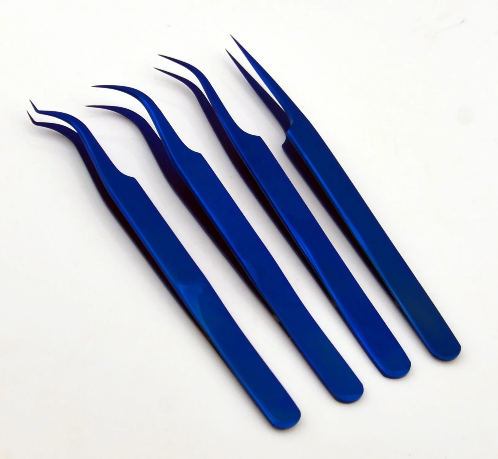 Diamond Grip Eyelash Extension Tweezers Pointed Straight Curved X Type