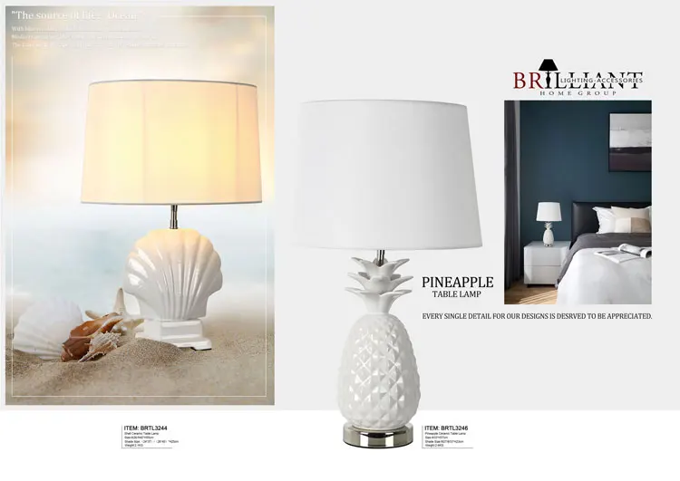 Simple Designs Family Bedroom Beside White Rivet Pineapple Ceramic Table Lamp