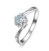 Classic 6 claws solid solitaire moissanite ring in 14K or 18k white gold for engagement ring