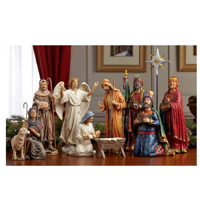 Polyresin Resin Nativity Scene Set Set Of 11 Nativity Figurines With 