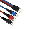 Fast Charging 3 in 1 Short USB Cable travel portable Nylon Braided Data Cable for smart Phone