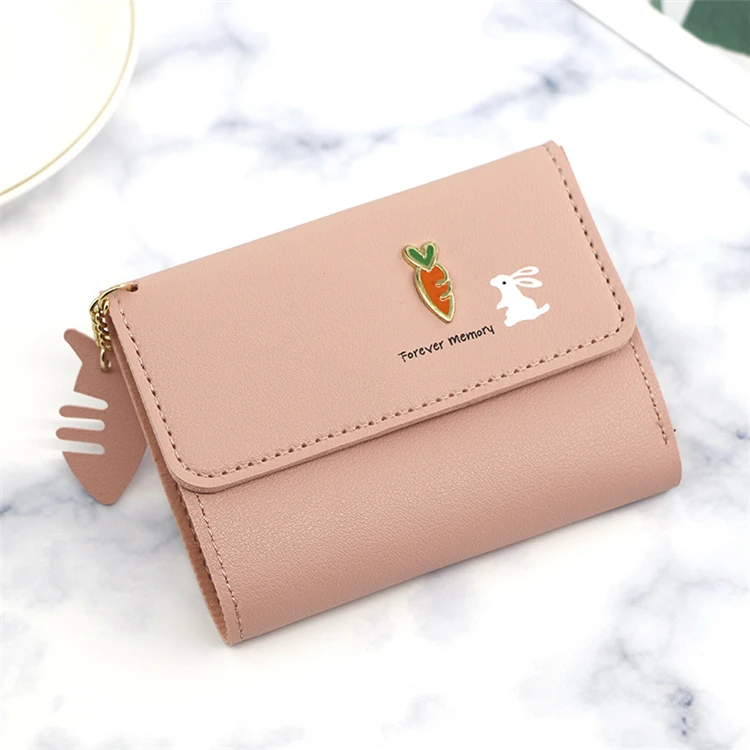 2021 Trendy Korean Teen Custom Logo Print Designer Pink Mini Wallet For ...
