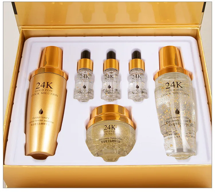 BINGJU cosmetic products 24k gold skin care anti aging brightening set oem private label skincare sets