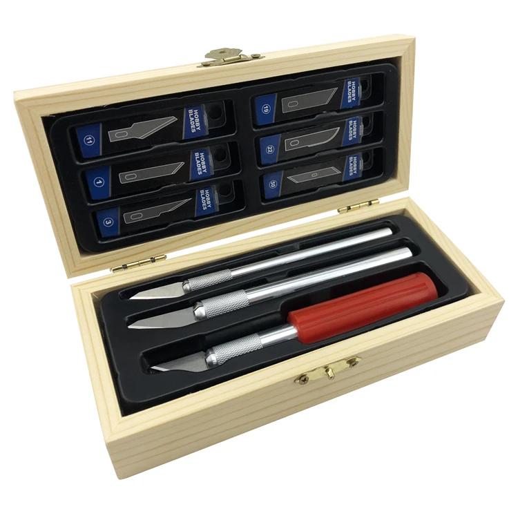 Amazon Ebay Hot Selling 13pc Hobby Xacto Carving Knife Set With Wooden