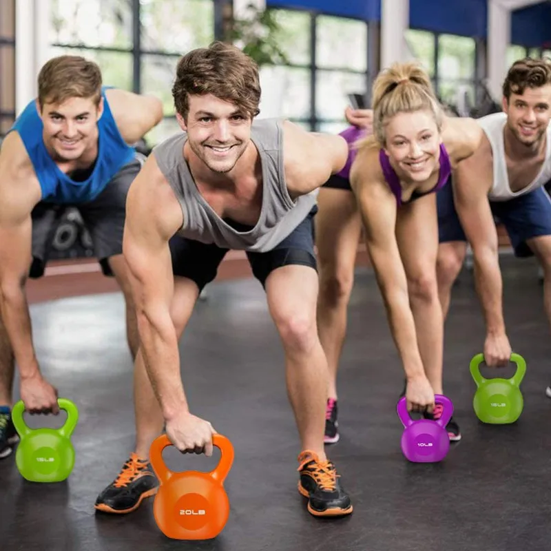 5/10/15/20lbs女性使用自定义徽标铁铸造壶铃进行身体训练 - buy 健身