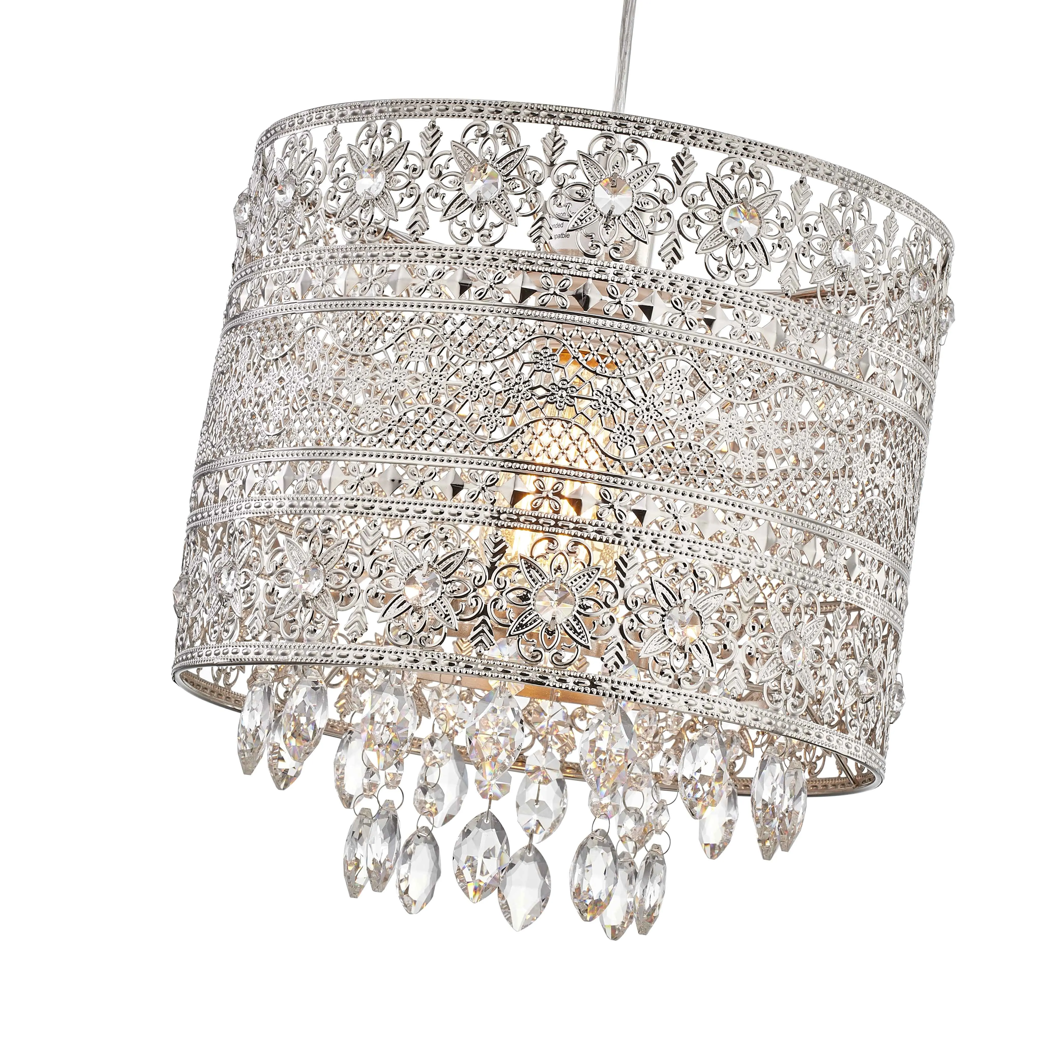 Round Shade Fitting Universal home decorative Sparkling Crystal Jewel Droplets Chandelier Ceiling pendant light