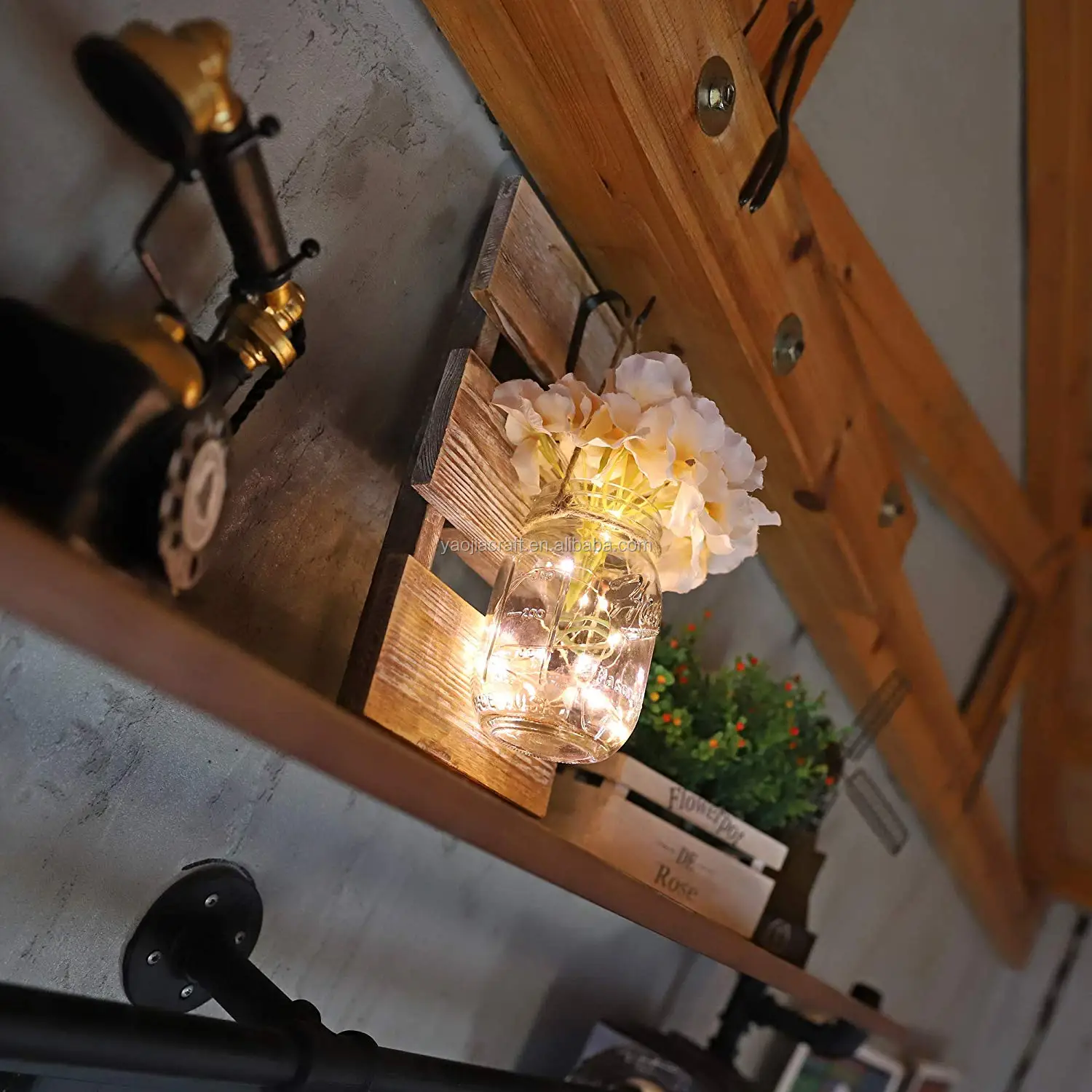 mason jar decoracion de pared con luces led de hadas y flores decoracion para el hogar de granja juego de 2 fabricante fabrica usado buy fabrica
