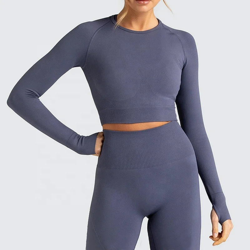 

Wholesale Longsleeve Yoga Wear Set Gym Legging Women Fitness wear Set, Different color available