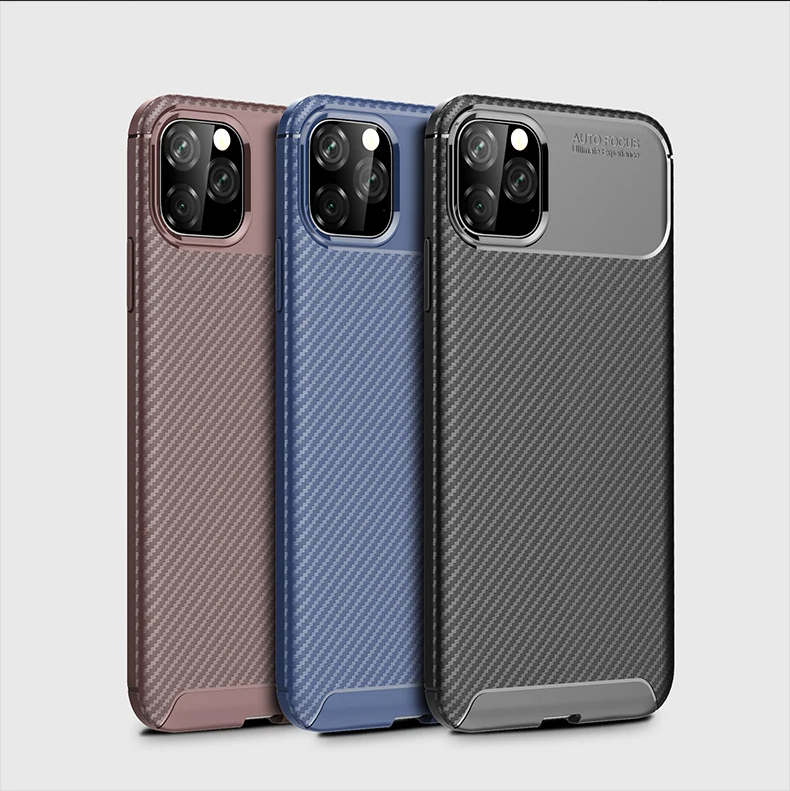 Carbon Fiber Protective Cover for iPhone 11 pro  Max Luxury Case for iPhone 11 Phone Case