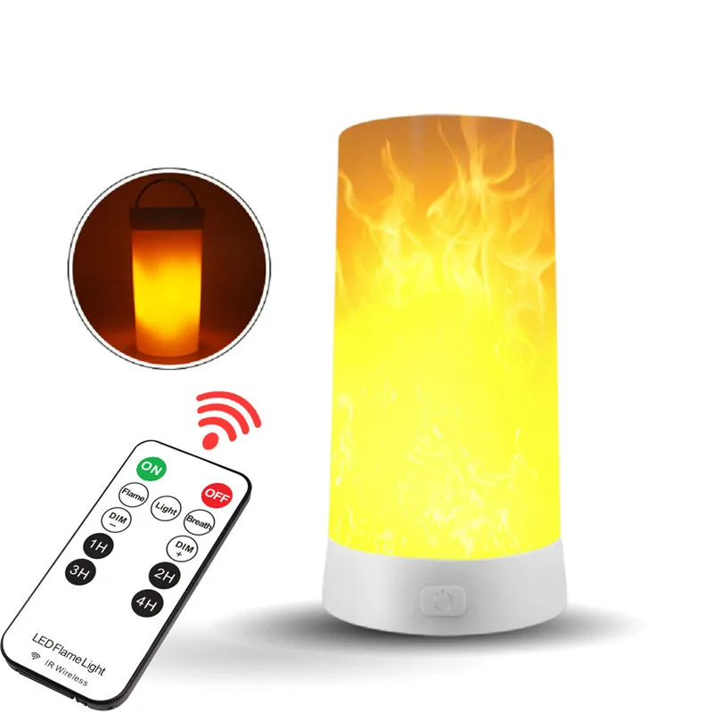 LED Flame Effect Light Rechargeable Portable Night Light Emulation Fire Flickering Table Lamp Vintage Atmosphere Decor Lighting