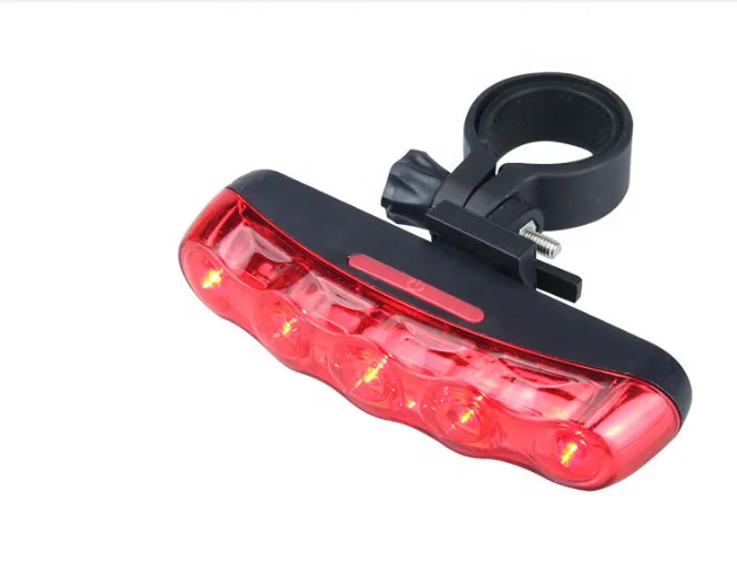TY New product waterproof bicycle flashlight 5 LED tail light holders safety warning bicycle accessories factory direct sales