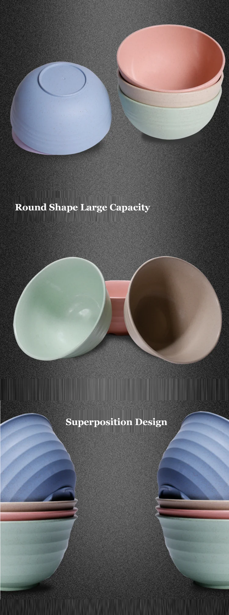 4 Packs Unbreakable Cereal Bowls,24 Oz Lightweight Fiber Wheat Straw