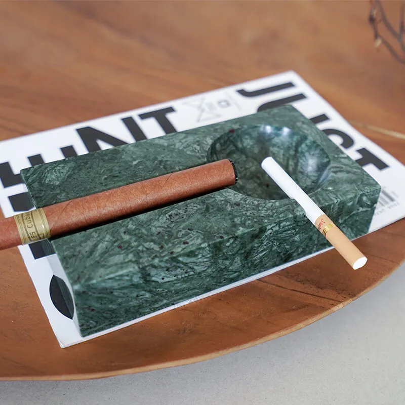 indian dark green marble ashtray for cigar 17x9x3cm polished