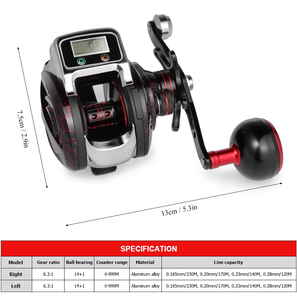 New 13+1 Bearing Left/right Fishing Reel With Digital Display Fishing