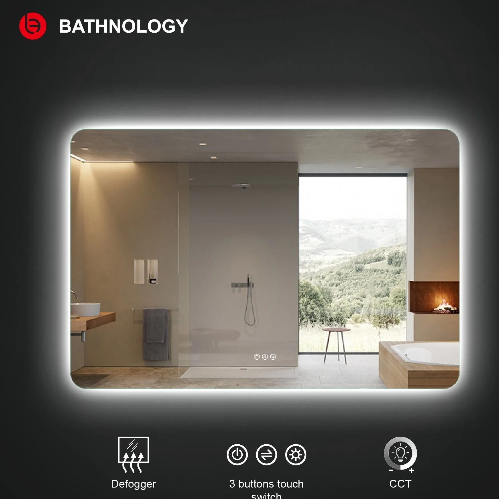 Hot sale bathroom led mirror light with defogger function for led bathroom mirror light
