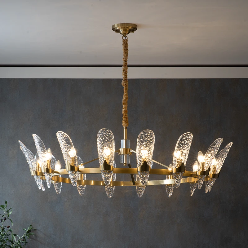 Modern light luxury chandelier living room bedroom restaurant golden crystal creative simple atmosphere designer lamps