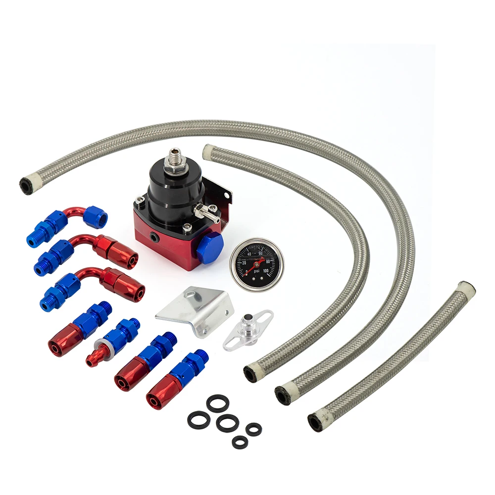 Universal Adjustable Fuel Pressure Regulator Oil 160psi Gauge AN 6 Fitting End Fuel Pressure Regulator Kit Black 