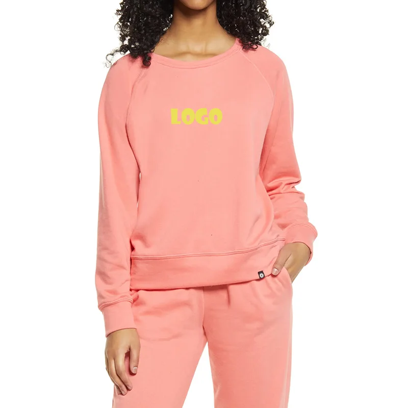 

Wholesale High Quality Fashion Custom Purple Women Crew Neck Breathable Sweatshirt for Autumn, Customized colors