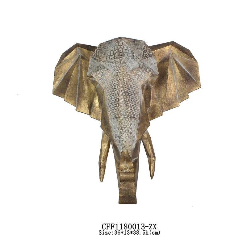 Decorative Animal Pattern Elephant Hand Statue SCULPTURE Artificial Wholesales Resin for Wall Decor Europe Wall Dcoration Silver details