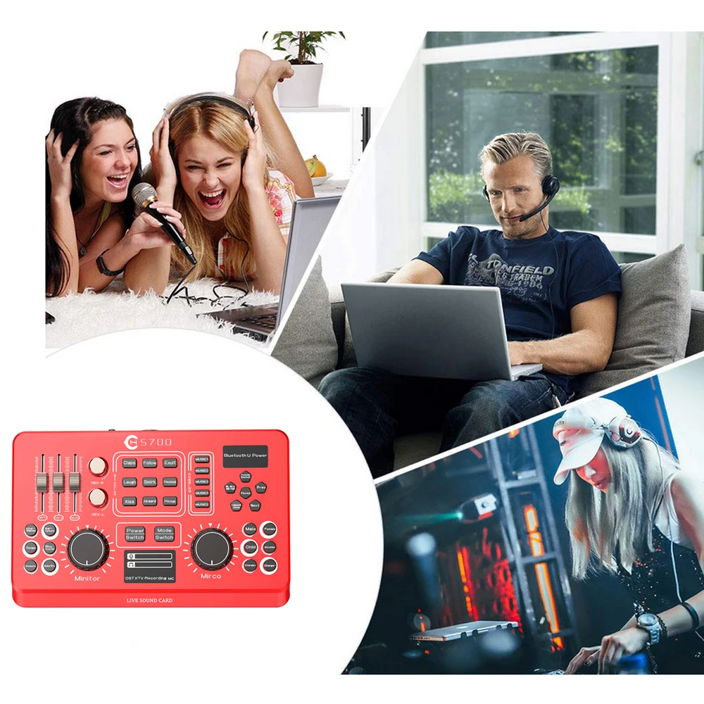 Bluetooth Live Sound Card Electronic sound card Atmospheric Voice Changer Music Audio Recorder for Computer home theatre system