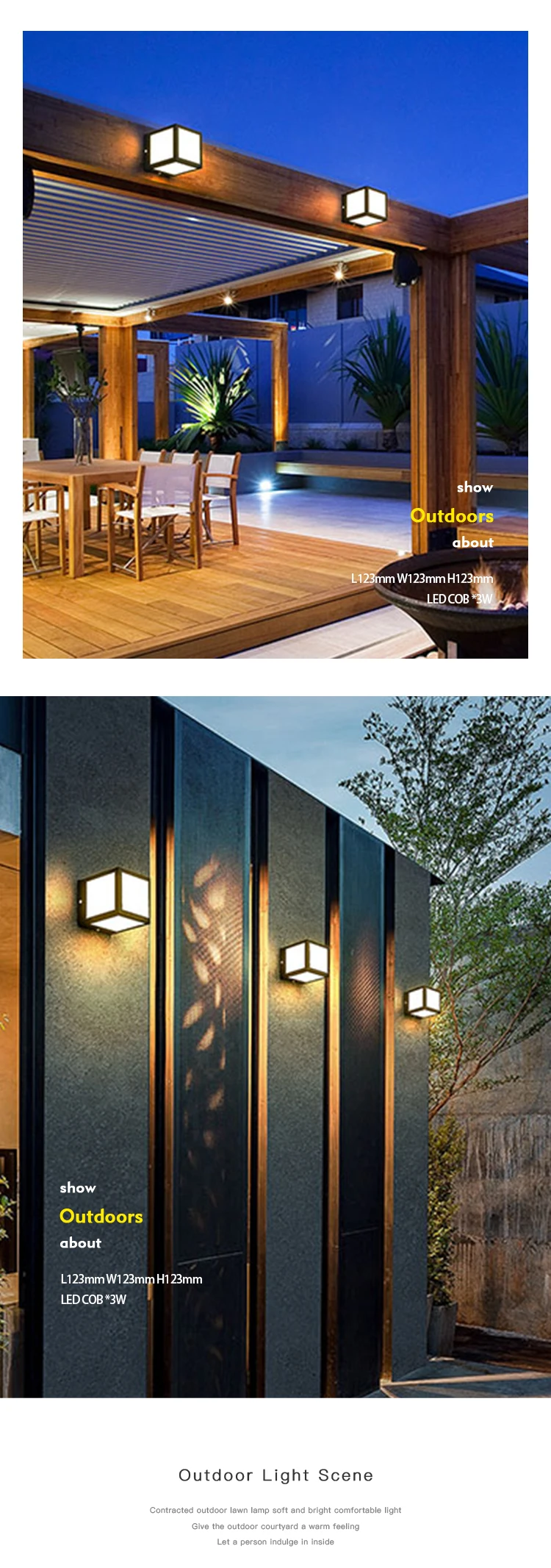 2020 amazon bestsell IP54 3/5W led outdoor wall light Solar waterproof courtyard wall lamp Cube landscape lights