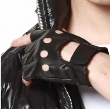 1 par de Guantes Unisex de Cuero Negro PU sin Dedos s/ólido Femenino Medio Dedo conducci/ón Moda Transporte Motor Guantes Punk