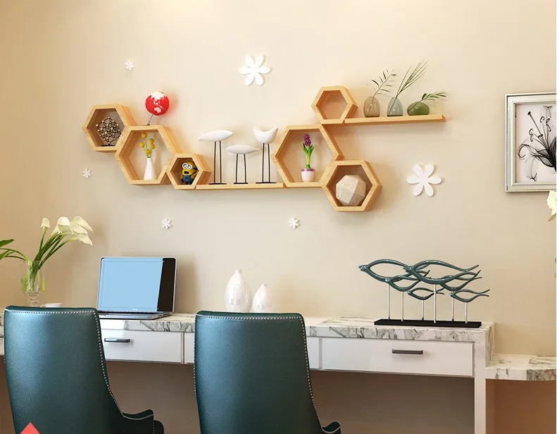 Nordic modern furniture Fixed Wall Floating Wall Mount Commercial Floating Commodity Wooden Wall Shelf