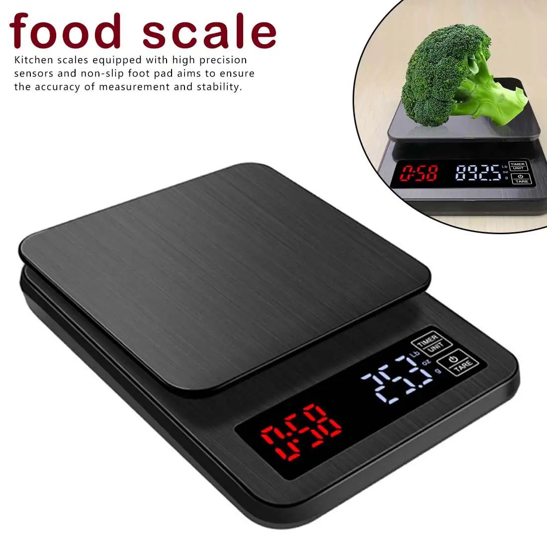 Accurate Electronic Kitchen Scale 5kg 0 1g 10kg 1g Led Digital Drip Coffee Scale With Timer Weight Balance Household Scale Buy 5kg 0 1g Led Electronic Coffee Scale 5000g 0 1g Black Big Digital Kitchen Baking Scales Usb