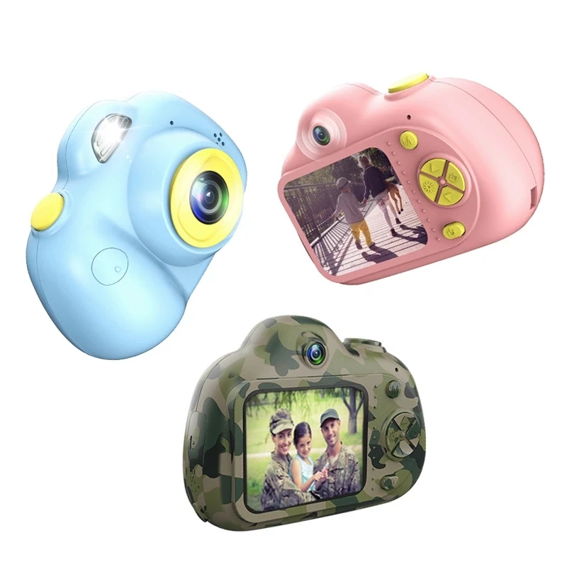 
1080P HD Mini Camara for Children Kids Gift Front and Back Dual-Lens Girls Boys Shockproof Camera with Soft Silicone Shell 